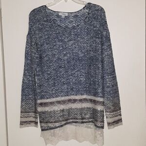 Indigo Knit Blue Sweater Top Size Large